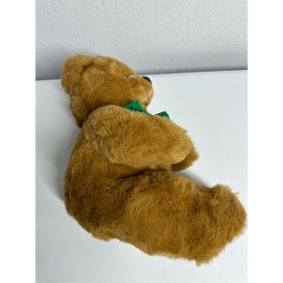 Rare Vintage Beverly Hills Teddy Bear Co Plush Teddy Bear 13” Brown Green Bow - Picture 8 of 10